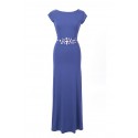 Annette, long maxi dress in navy with sleeves and back detail