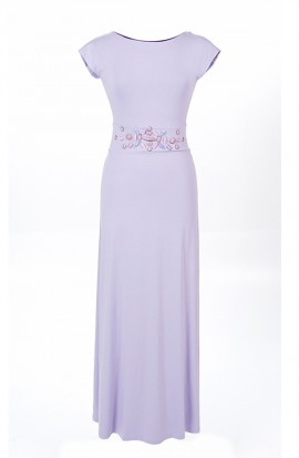 Annette, long maxi dress in lilac with sleeves and back detail