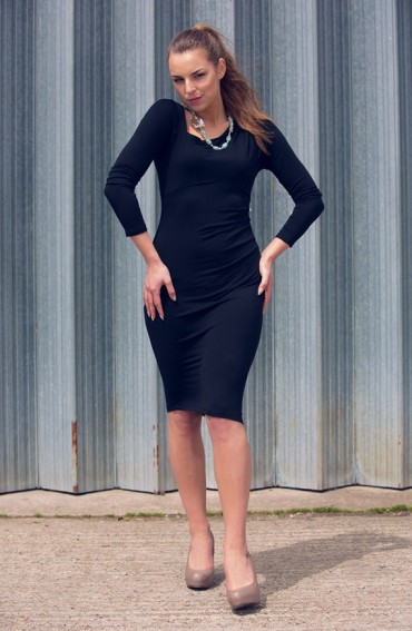 April Asymmetric Dress in Black
