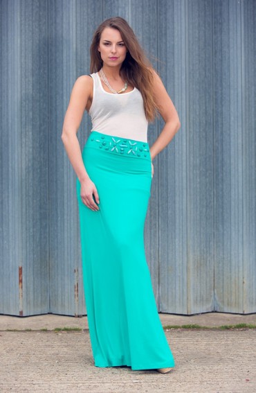Annette Long Skirt with Embellished Waist band