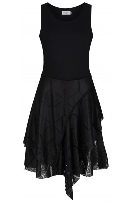 Sienna Black Jersey-Lace Dress