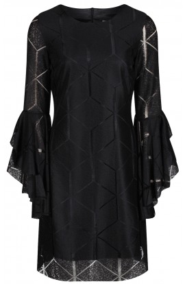 Amelia black lace dress with statement sleeves