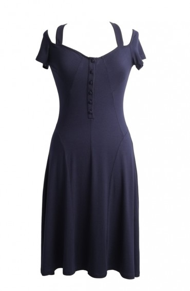 Naz knee length sun dress with covered buttons