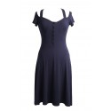 Navy Naz knee length sun dress with covered buttons