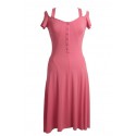 Coral Naz Knee length Sun dress with covered buttons