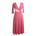 Diana Wrap Dress in Soft Coral-Dove Grey