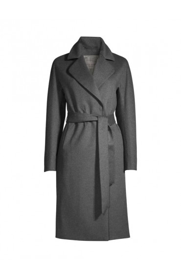 Ophelia double breasted classic lapel tailored over the knee coat in grey