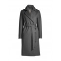 Ophelia double breasted classic lapel tailored over the knee coat in grey