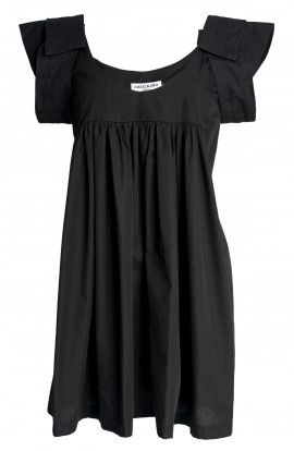 Cordelia black cotton summer dress with cap sleeves