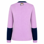 Lilac Silk & Navy Cotton hand made cardigan With appliqué