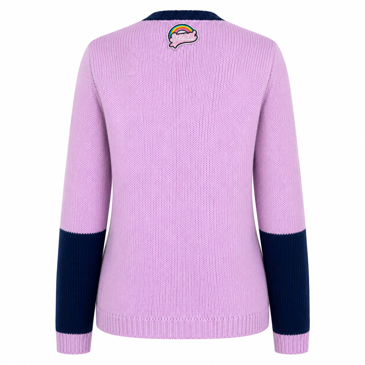 Lilac Silk & Navy Cotton hand made cardigan With appliqué