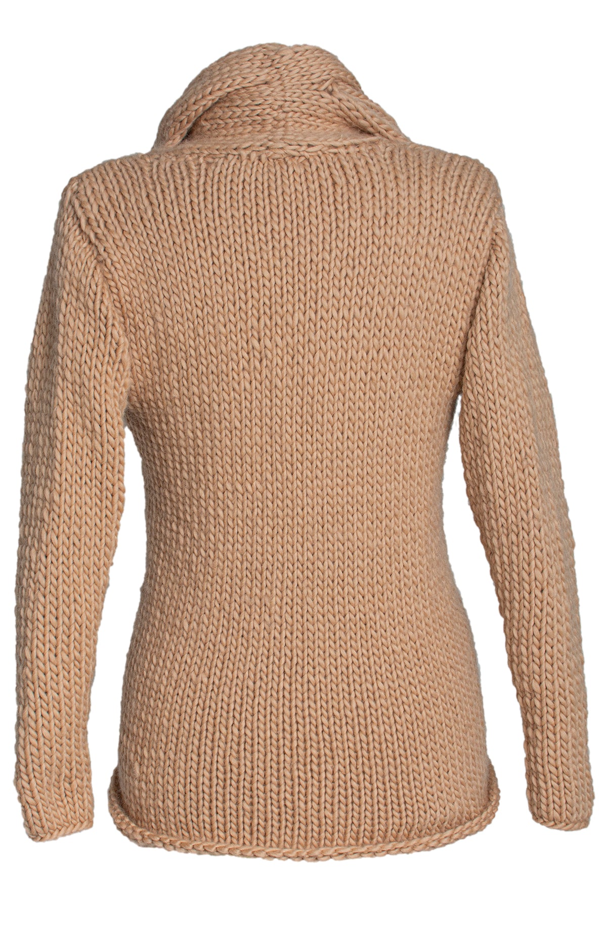 Nysa Chunky Cable Knit Cardigan – Hand-Knitted in Australian Wool, Camel