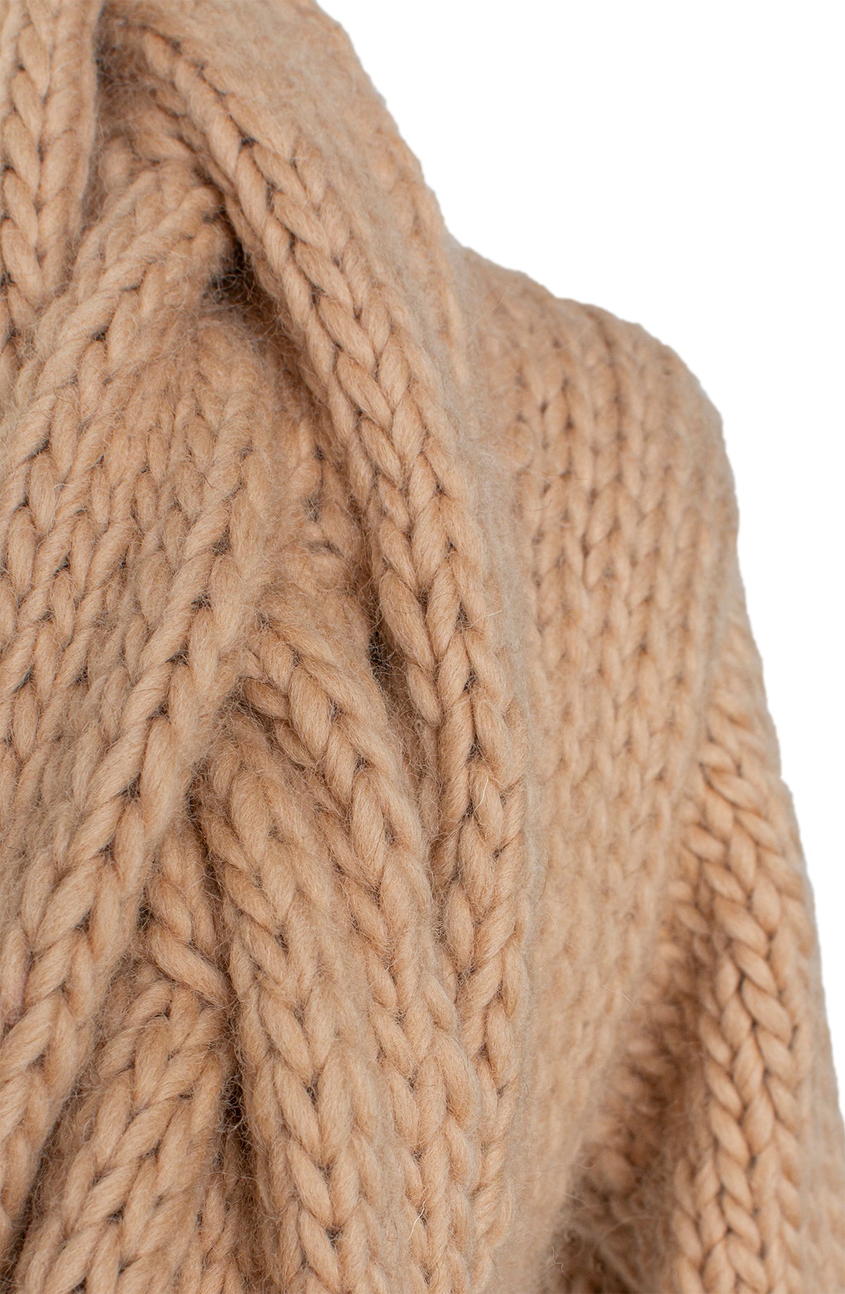 Nysa Chunky Cable Knit Cardigan – Hand-Knitted in Australian Wool, Camel