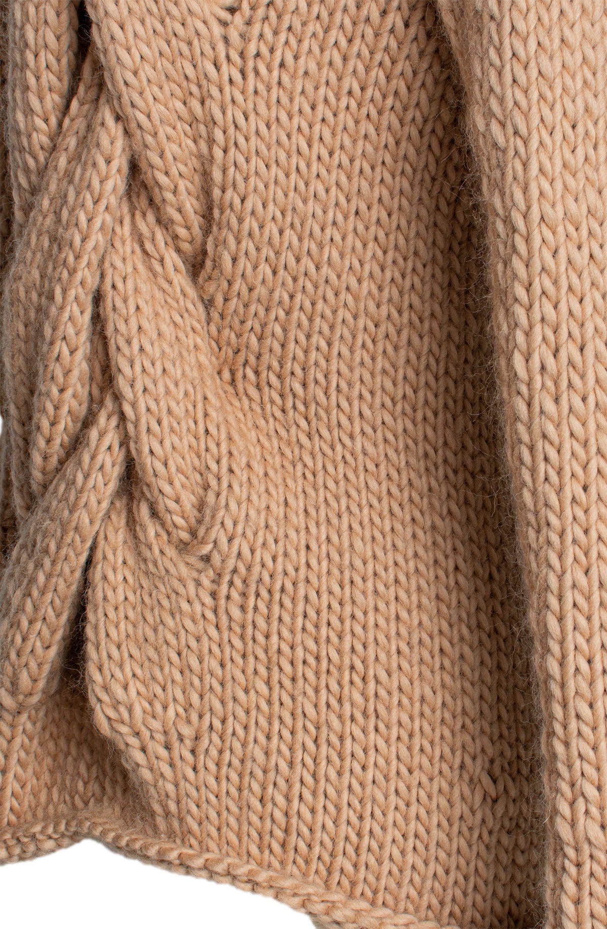 Nysa Chunky Cable Knit Cardigan – Hand-Knitted in Australian Wool, Camel
