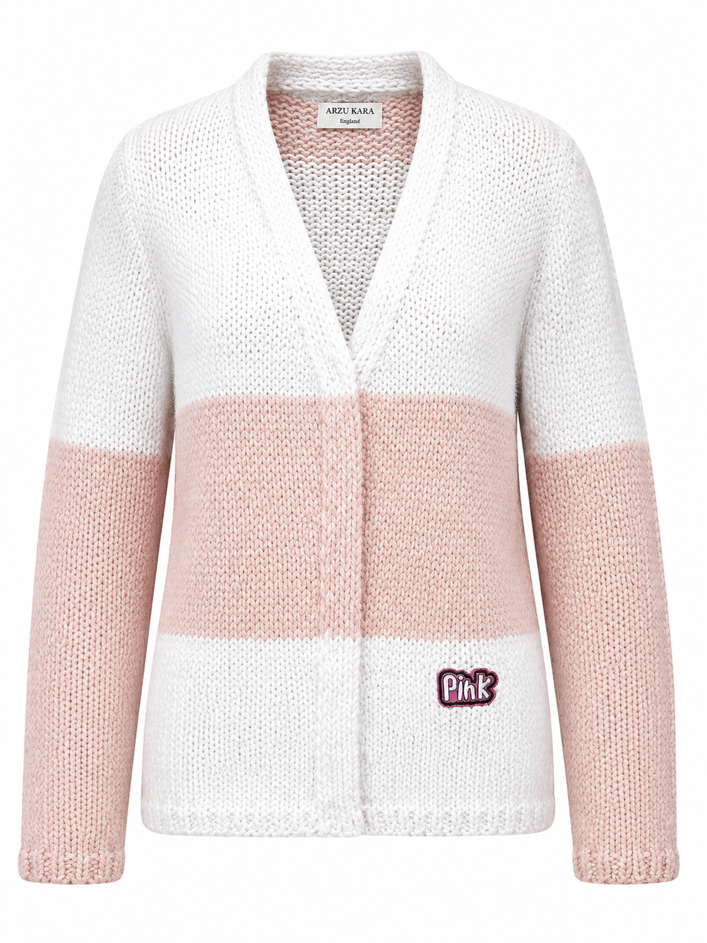 Organic White and Dusky Pink Soft Cotton Oversized Cardigan