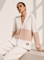 Organic White and Dusky Pink Soft Cotton Oversized Cardigan
