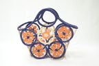 Toliara Handwoven Straw Tote Bag Persimmon & Indigo