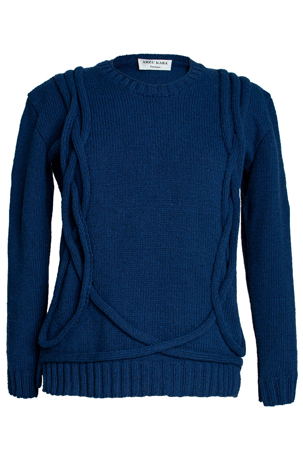 Caia Sculptural in Navy Blue – Hand-Knitted in Organic Cotton