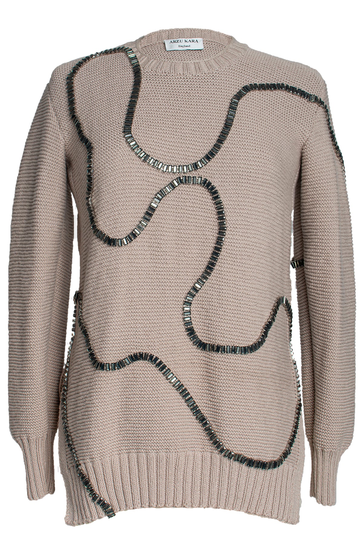 Maya Artisan Beaded Jumper in Pure Organic Wool – Limited Edition, Made in Türkiye