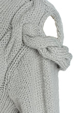 Eira Grey Cable Knit jumper hand knitted in merino wool