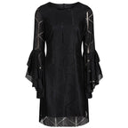 Amelia black lace dress with statement sleeves