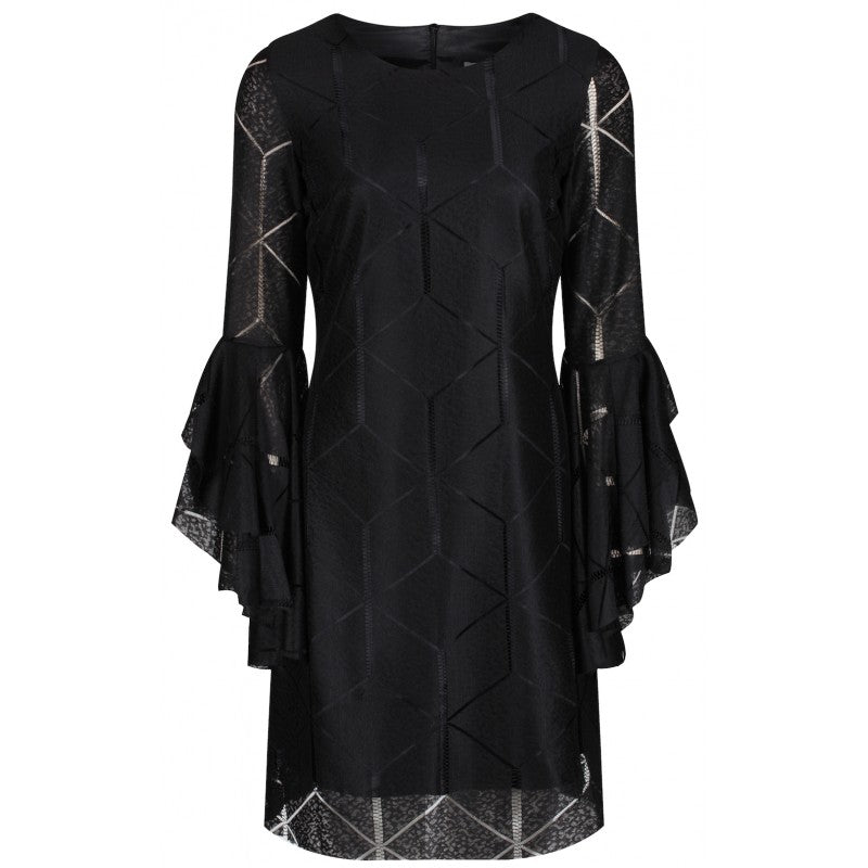 Amelia black lace dress with statement sleeves