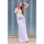 Annette Long Skirt with Embellished Waist band In Lilac