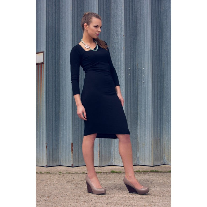 April Asymmetric Dress in Black