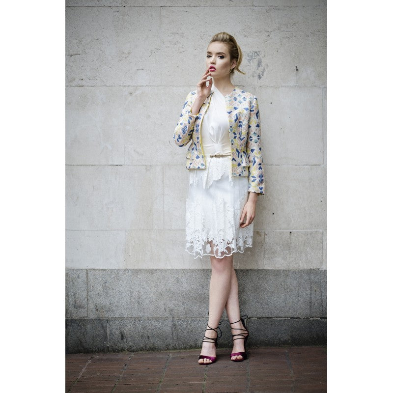 Celeste Textured Jacquard Cropped Jacket