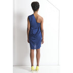 The Isla Dress – Asymmetric Silk Jersey with Leather Edge