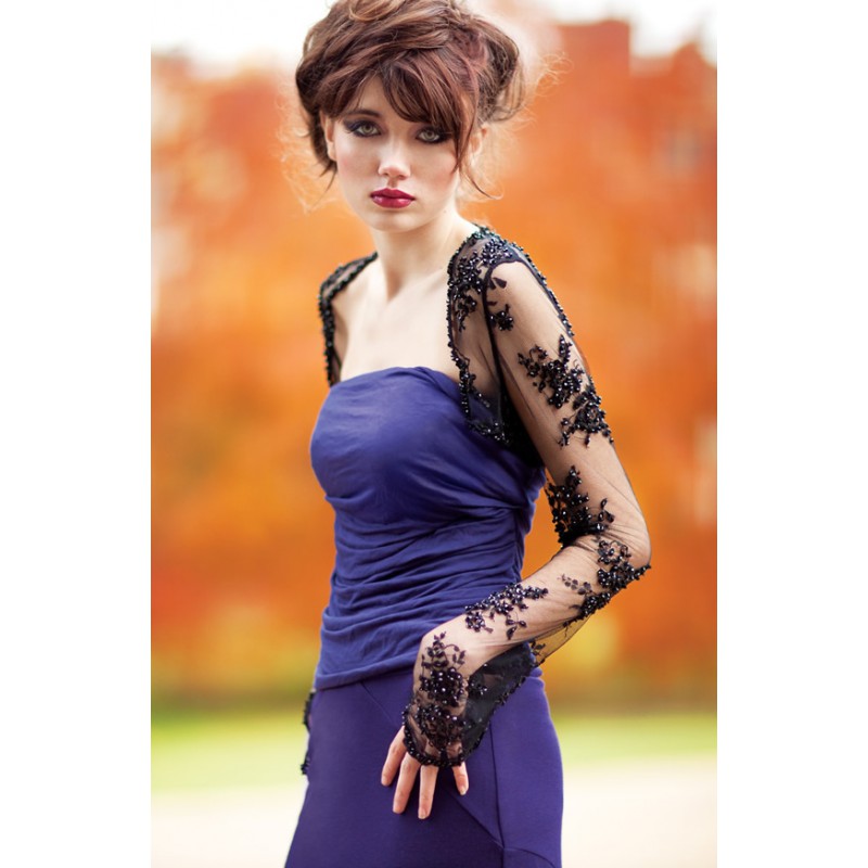 Black Chantilly Lace Bolero Jacket with sleeves