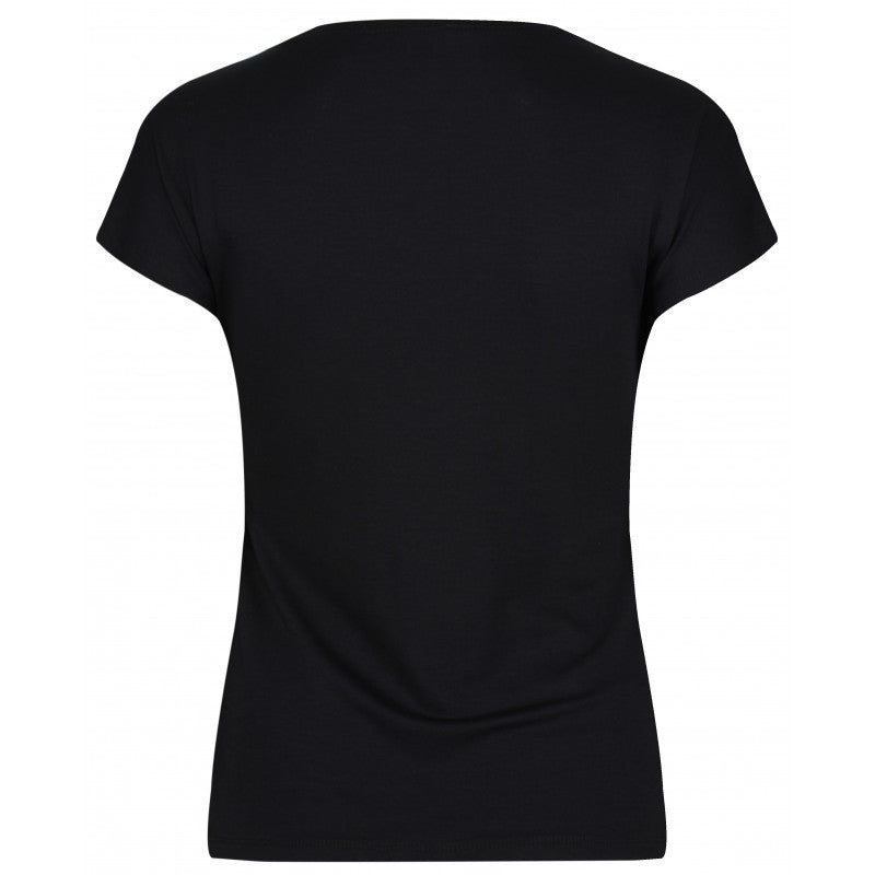 Charlize black draped jersey top