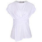 Charlize white draped jersey top