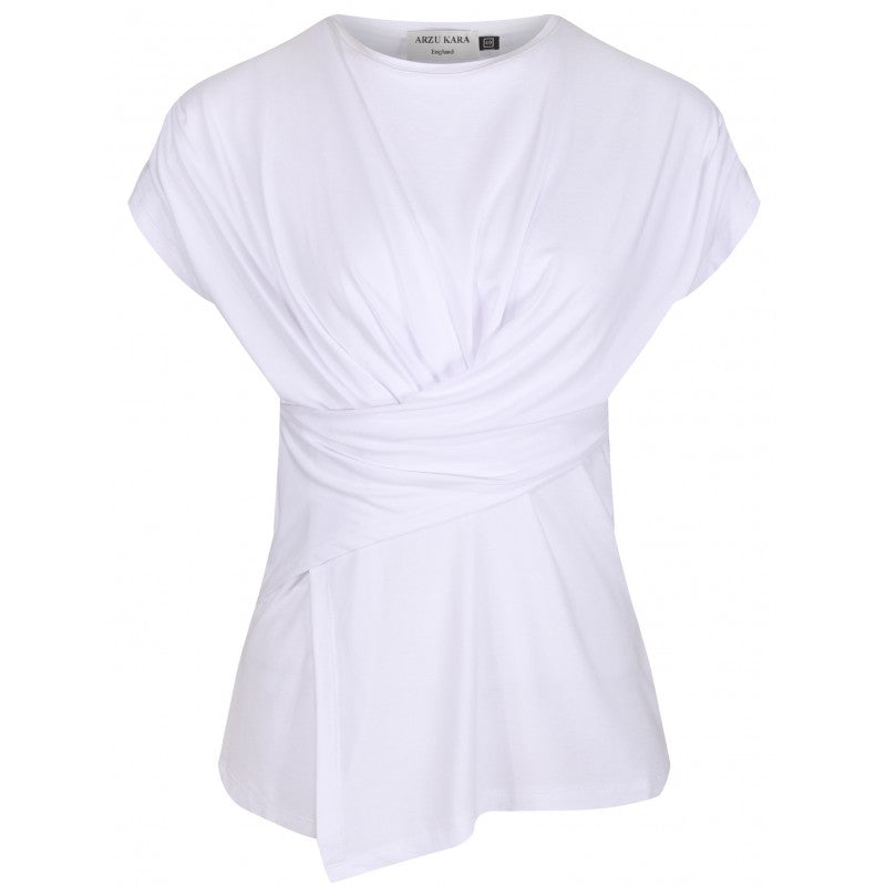 Charlize white draped jersey top
