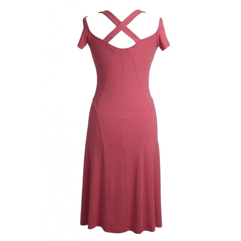 Coral Naz Knee length Sun dress with covered buttons
