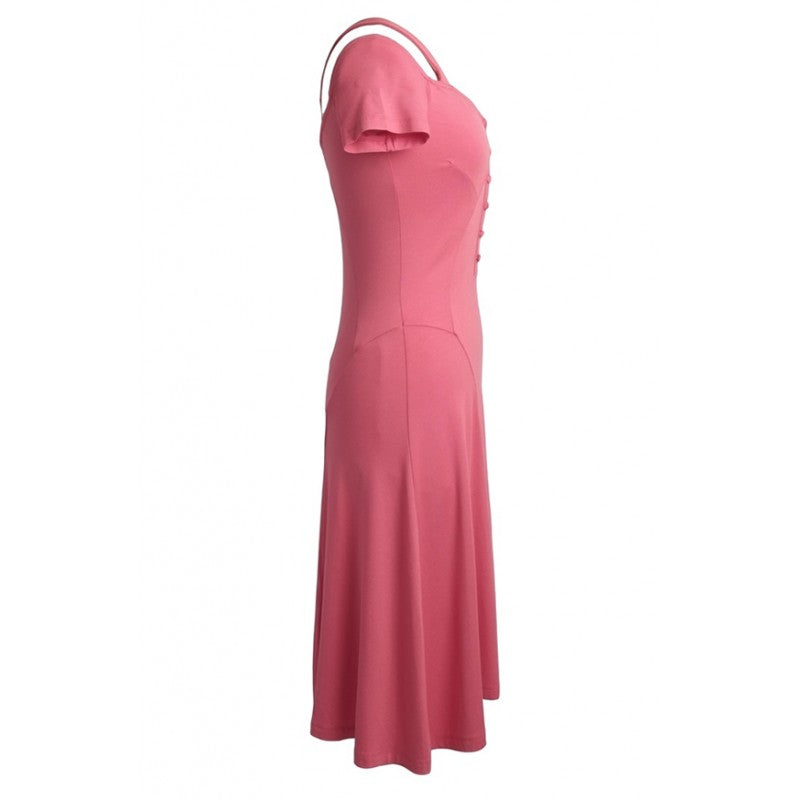 Coral Naz Knee length Sun dress with covered buttons