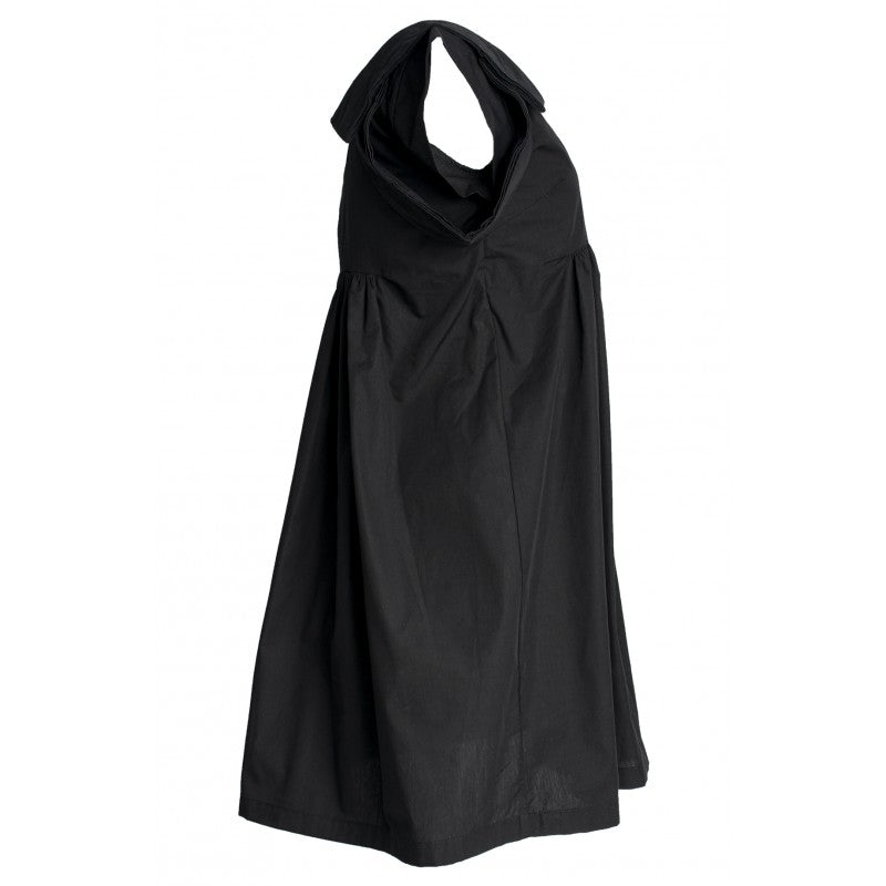 Cordelia black cotton summer dress with cap sleeves