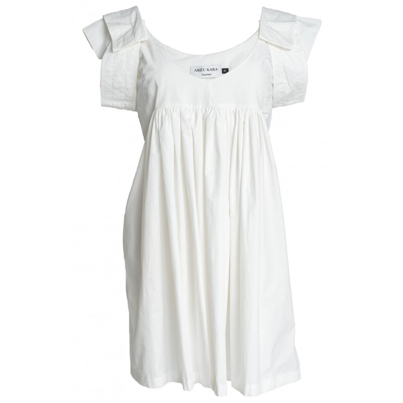 Cordelia white cotton summer dress with cap sleeves