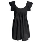 Cordelia black cotton summer dress with cap sleeves