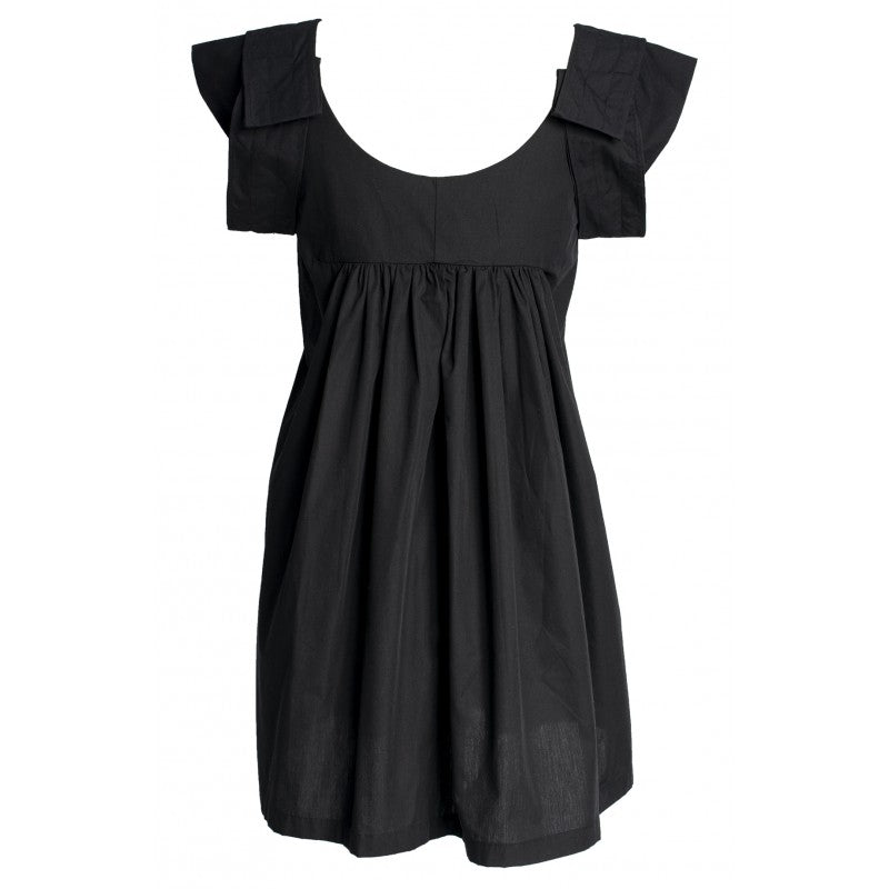Cordelia black cotton summer dress with cap sleeves