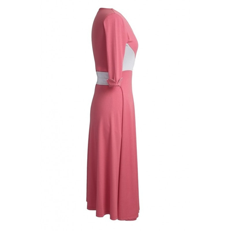 Diana Wrap Dress in Soft Coral-Dove Grey