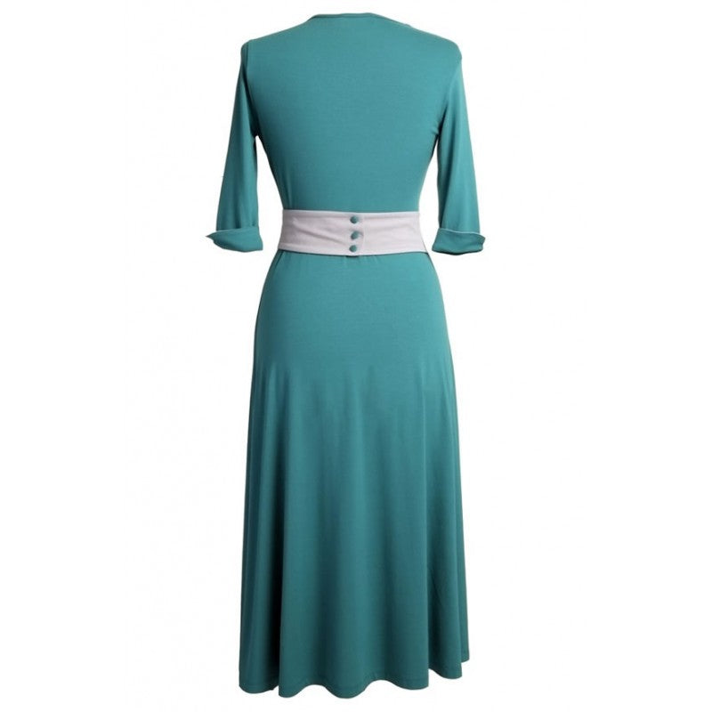 Diana Wrap Dress in Teal Mint-Dove Grey