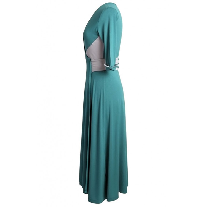 Diana Wrap Dress in Teal Mint-Dove Grey