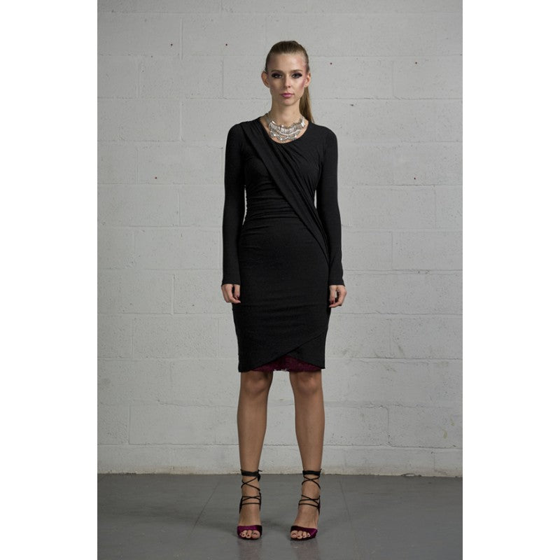 Ilayda Asymmetric Dress In Dark Grey