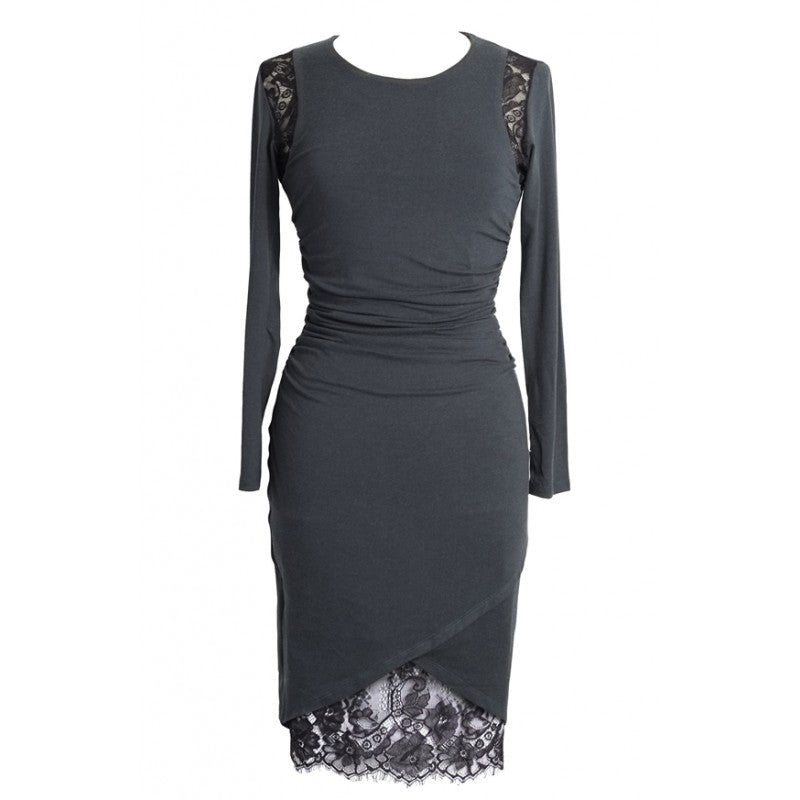 Kara green jersey dress with lace lining