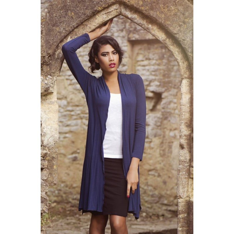 Long cardigan with a lace cut out back