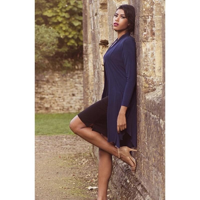 Long cardigan with a lace cut out back