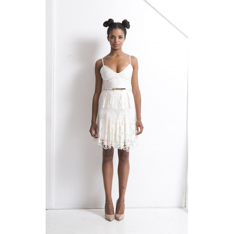 Natalie Lace Dress in Butter cream