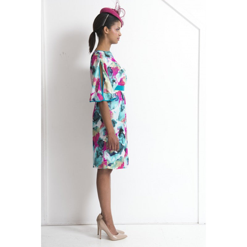 Nora Silk knee length Dress with sleeves