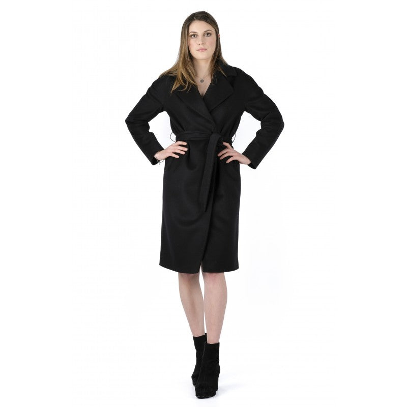 Ophelia wool and cashmere  black softly tailored long coat